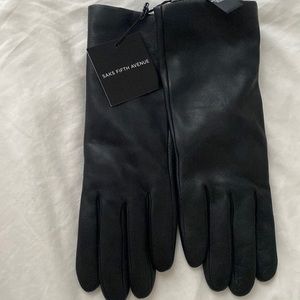 Saks cashmere linee genuine leather gloves